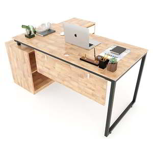 HBMN020 Executive <b>Desk</b> 160x140cm with <b>Solid</b> <b>Wood</b> 140x70cm Tabletop Luxury Minimalist L-Shaped Design for Home Use - Product Image 1