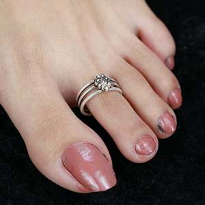 Tridha Floral Motif Silver <b>Toe</b>-<b>Rings</b> Multi-Wired Pair of Fashion Jewelry - Product Image 4