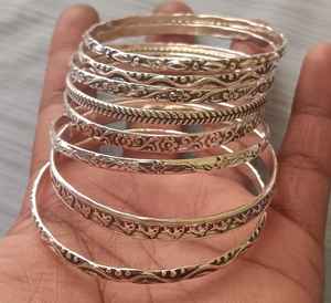Women's Boho Vintage Bahamian Fish Flower 8-Piece Sterling <b>Silver</b> Plated <b>Bracelet</b> Set <b>Adjustable</b> Stackable Bangle Christian Gift - Product Image 5