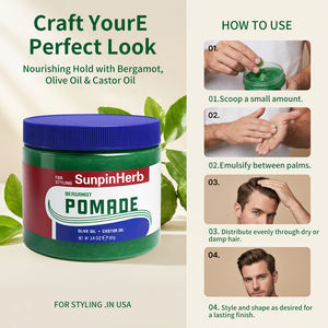 Pommade Bio à la Bergamote pour Coiffer les Cheveux Bouclés, Frisés et Crépus Naturels avec Huile d'Olive et de Ricin, Protection Thermique - Product Image 3