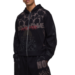 Sérigraphie personnalisée avec logo sur toute la surface des vêtements pour hommes, vêtements de sport, ensemble court, sweats à capuche de haute qualité avec fermeture éclair, respirant de haute qualité - Product Image 2