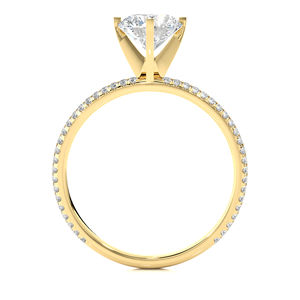 Solitaire de diamants de laboratoire de forme ronde glacée Bague de fiançailles en or jaune 14 carats avec diamant de 1.00 ct pour femmes et hommes - Product Image 2