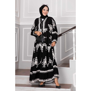 Robe Hijab en Viscose à Motifs Rivière Noir - Product Image 2
