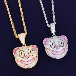Nuevo colgante de Hip Hop con cara de Joker en joyería fina, Oro Sólido de 10kt y diamantes de corte redondo de moissanita helados - Product Image 1
