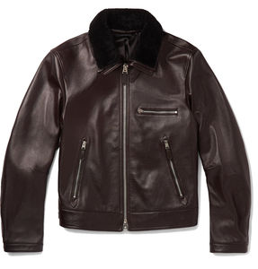 Veste en cuir de vache pour homme, coupe ajustée, best-seller, en cuir d'agneau pur avec doublure en fourrure d'hiver, style motard authentique pour homme - Product Image 1