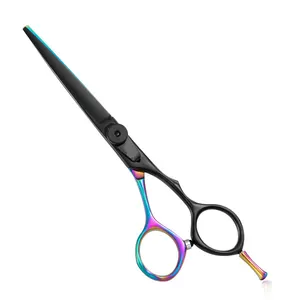 Beautiful Barber Hair Cutting Scissors Rainbow Titanium Coated Razor Edge Sharp Blades Hair Trimming Scissors