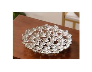 ถาดเสิร์ฟโลหะลายดอกไม้สีเงิน งานแฮนด์เมด ดีไซน์หรูหรา ทันสมัย เป็นมิตรกับสิ่งแวดล้อม ปรับแต่งสีและรูปทรงได้ - Product Image 1