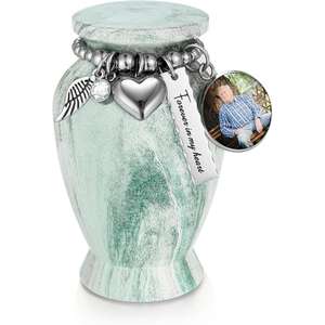 Mini urna de recuerdo en miniatura, urnas conmemorativas, diseño de esmalte de Color azul, urna para cenizas funerarias, suministros funerarios hechos a mano, Memoria - Product Image 5