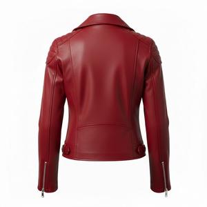 Lambskin Moto Jacket Women Multi-Color Real Leather Biker Outerwear Slim Fit Fashion Streetwear Wholesale Leather <b>Top</b> Quality - Product Image 3