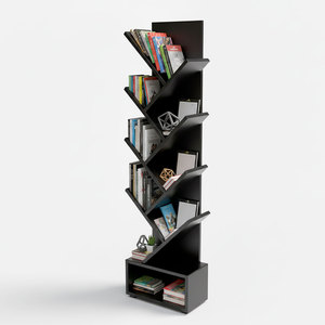 Estantería Moderna Blanca de Plástico/Metal con Diseño de Ramas de Bambú para Sala de Estar/Oficina KS68048 Tipo Vertical - Product Image 2