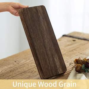 Portavelas de bandeja decorativa de madera, bandeja larga y estrecha de madera, decoración del hogar, pequeñas bandejas rústicas para centros de mesa para mesa de centro - Product Image 5
