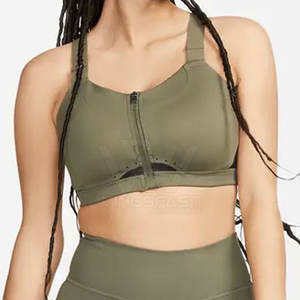 Soutien-gorge de sport respirant à maintien élevé pour femme, fabriqué au Pakistan, avec design personnalisé, couleur unie, tissu Spandex/Nylon - En vente - Product Image 2