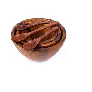 Grand bol de service en bois d'acacia de haute qualité pour salades fruits aliments noix bol de riz en bois artisanal bon marché - Product Image 4