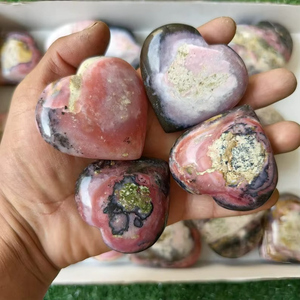 Opale rose naturelle en forme de cœur, cabochon, pierre précieuse polie de haute qualité, pierres précieuses en vrac - Product Image 1