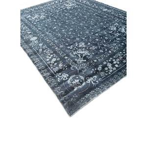 Alfombra Aalam Azul de Lana y Seda Anudada a Mano Pae-6155, Diseño Floral Abstracto para Hogar, Habitación de Adolescentes, Rectangular, Hecha a Mano, para Pasillo, Estilo Patchwork - Product Image 2