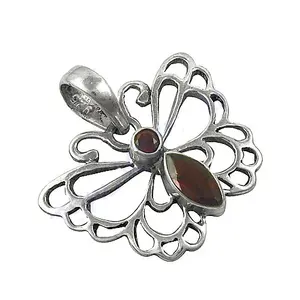 925 Sterling <b>Silver</b> Bohemian Floral Pendant with Garnet Custom Logo Stone Pendants <b>for</b> Women's <b>Jewelry</b> <b>Making</b> - Product Image 2