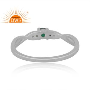 แหวนพลอยมรกตธรรมชาติสีเงินสเตอร์ลิง925ขายดีที่สุดผู้ผลิตเครื่องประดับแบบปรับแต่งได้ตามต้องการ - Product Image 4