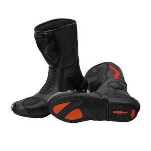 Bottes de moto en cuir noir personnalisées pour hommes, avec embout en acier, couleur unie, pour l'été/l'hiver, idéales pour la course sur route, pour adultes - Product Image 1