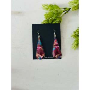 Navajo Gold Plated Drop <b>Earrings</b> Pink Mohave Turquoise & <b>Sterling</b> <b>Silver</b> <b>Dangle</b> Water Drop Shape for Gift - Product Image 1