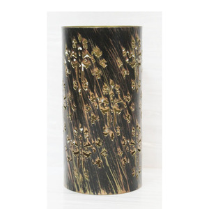 Cilindro en forma de recorte floral patrón hecho a mano té luz portavelas hierro negro y plata Color vela tarro plata negro votivo - Product Image 6