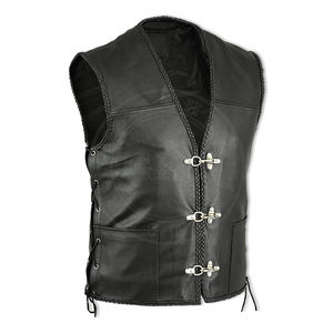 Nouvelle Collection Pakistan Usine Prix de Gros Hommes Motards Gilets En Cuir - Product Image 5