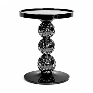 Table d'appoint ronde brillante noire de luxe Table d'appoint sculpturale moderne en métal pour la maison et le bureau - Product Image 5