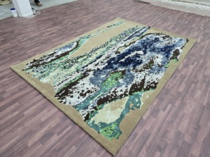 Tapis de luxe touffeté à la main moderne personnalisé de haute conception 100% tapis en laine de soie fine motif floral ensembles de tapis pour 1 pièce coton - Product Image 3