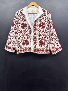 Suzani de algodón indio hecho a mano, chaqueta Bohemia con acabado corto bordado, cuello levantado, patrón Floral, ropa de fiesta de invierno, bordado - Product Image 6