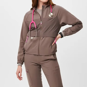 Chaqueta Médica Ejecutiva para Mujer, Tela Elástica Resistente, Uniforme de Enfermería Ligero, Cierre Completo con Bolsillo Frontal, Personalizable - Product Image 2