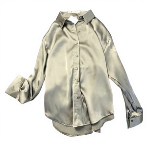 Men's Silk Satin <b>Dress</b> Shirt Solid Color Turn-down Collar Full Sleeve Formal Autumn Wear - Product Image 1