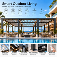 Pergola motorisée commerciale à lames orientables, grand système de toit rétractable en aluminium pour hôtels, restaurants et repas en plein air