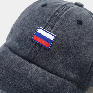 Customized Unisex Washed Cotton Soft Hats Russia Flag Embroidery Applique <b>Baseball</b> <b>Caps</b> - Product Image 6