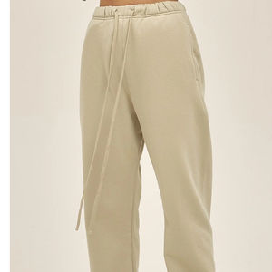 2025 nouvelle rue Plus décontracté jambe droite pantalon large léger polaire lâche cordon taille moyenne plat OEM Service disponible - Product Image 2