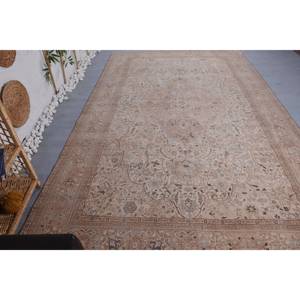 Traditional Beige <b>Brown</b> <b>Wool</b> Rug 6.6 X 11.3ft Vintage Turkish Patchwork Design for Living Rectangle Hallway Latex Bedside Rugs - Product Image 4
