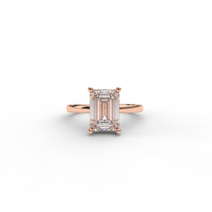IGI Certified Emerald Cut Lab Grown Diamond Solitaire Engagement <b>Ring</b> in 14K Yellow / White And Rose Gold - Product Image 5