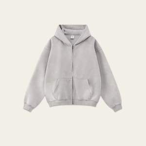 2025, sudaderas con capucha Vintage de gran tamaño para hombre, conjunto desgastado de peso pesado con estampado de hojaldre, ropa de calle personalizada gris para invierno - Product Image 6