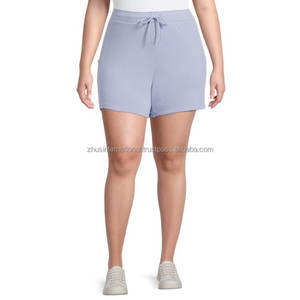 กางเกงขาสั้นผ้าเทอร์รี่สำหรับผู้หญิงไซส์ใหญ่พิเศษสำหรับฤดูร้อนกระเป๋าผ้าถักแบบนุ่มคุณภาพสูง OEM พิมพ์ลายแบบมืออาชีพขายส่ง - Product Image 1