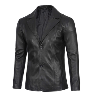 Haute qualité 100% cuir véritable Style britannique décontracté Slim Fit Blazer pour hommes respirant doublure poches hiver veste d'affaires - Product Image 1