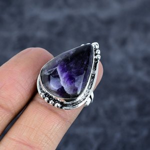 Chevron améthyste 925 argent Sterling hommes et femmes Unique bohème anneaux de mariage à la main forme de poire pierres précieuses réglage de la lunette - Product Image 3