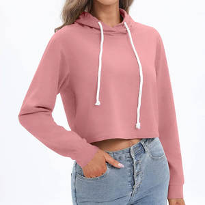 OEM Automne et hiver, sweat-shirt à capuche pour femme, manches longues, avec doublure à carreaux, style décontracté brodé, nouveau crop top - Product Image 2