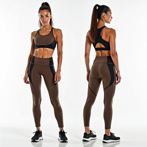 Conjunto Deportivo de Yoga para Mujer, Estilo Urbano Otoñal, con Logotipo Frontal, Leggings y Sujetador sin Costuras, Tejido Transpirable, Cómodo y con Diseño Moderno - Product Image 2