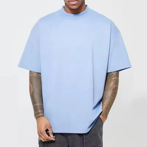 Camiseta de Hombre, Nueva Llegada 2026, 100% Algodón, Cuello Redondo Simulado, Hombros Caídos, Estilo Urbano, Gruesa, Lisa - Product Image 1