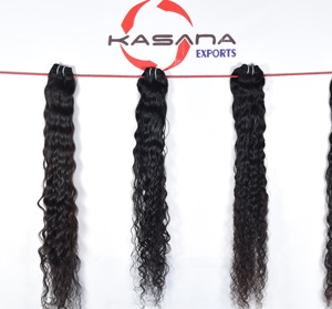Extensiones de cabello humano indio Remy 100%, venta al por mayor, cutícula alineada, onda profunda, color natural procesado químicamente por los fabricantes - Product Image 3