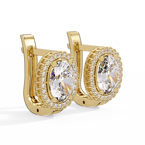 Elegantes Pendientes de Aro Huggie de Oro Puro de 14K con Diamantes Ovalados Cultivados en Laboratorio de 3.30 CTW, Certificados por IGI, con Halo, para Novia, Boda, Joyería Atemporal - Product Image 2