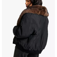 Nueva Chaqueta Acolchada de Invierno para Mujer, con Cuello de Piel Sintética Teñida, Transpirable, de Algodón Cálido, con Logotipo Personalizado Bordado en Nailon