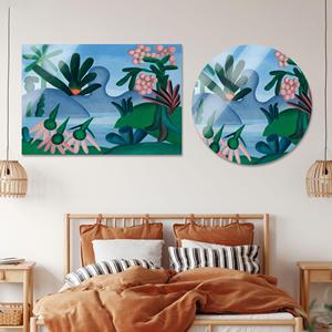 Impression sur verre abstraite élégante : Œuvre d'art moderne sur toile pour la décoration intérieure, Verre circulaire - Product Image 1