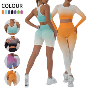 2025 ropa deportiva de manga larga conjuntos de Yoga Tops pantalones de Yoga de cintura alta Leggings deportivo Mujer gimnasio Fitness conjunto Jogger ropa traje - Product Image 6