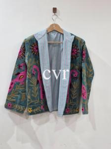 เสื้อโค้ทปักกำมะหยี่ คอจีน แขนยาว ลายดอกไม้ ทำด้วยมือ สไตล์จีน ไซส์ใหญ่ เสื้อคลุมผู้หญิง ฤดูใบไม้ร่วง - Product Image 3