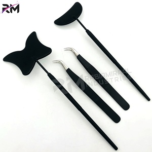 Espejo de pestañas RMI, pinzas para extensión de pestañas y color con recubrimiento de polvo negro, Punta plateada, juego de agarre de nuevo diseño - Product Image 6