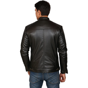 Veste en cuir de couleur unie sur mesure pour hommes col montant veste de moto en laine Street-Wear vente en ligne veste pour hommes - Product Image 5